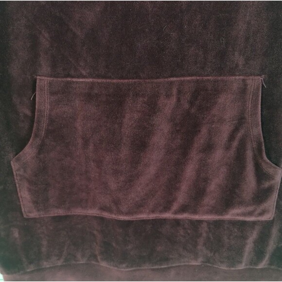 Maroon Velour Stretch Hoodie Tunic Size L Long Sleeve Cozy Baggy - Picture 3 of 9